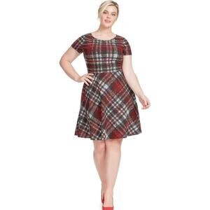 Jessica Howard Plaid Fit & Flare Red & Black Dress